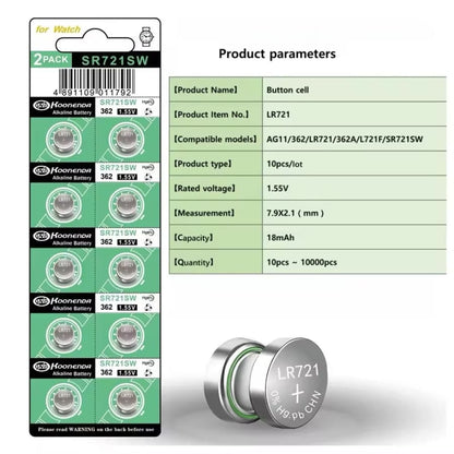 Watch Batteries for Koonenda 362 / 361 / SR721SW / AG11 (10 Pack) That Watch Shop