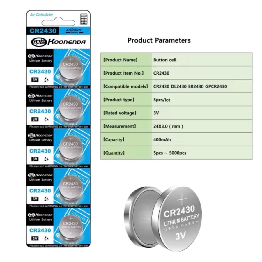 Watch Batteries for Koonenda CR2430 (5 Pack) That Watch Shop