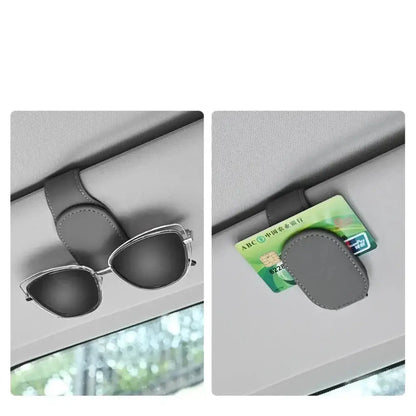 Leather Car Sunglasses & Card Holder Clip Habicare