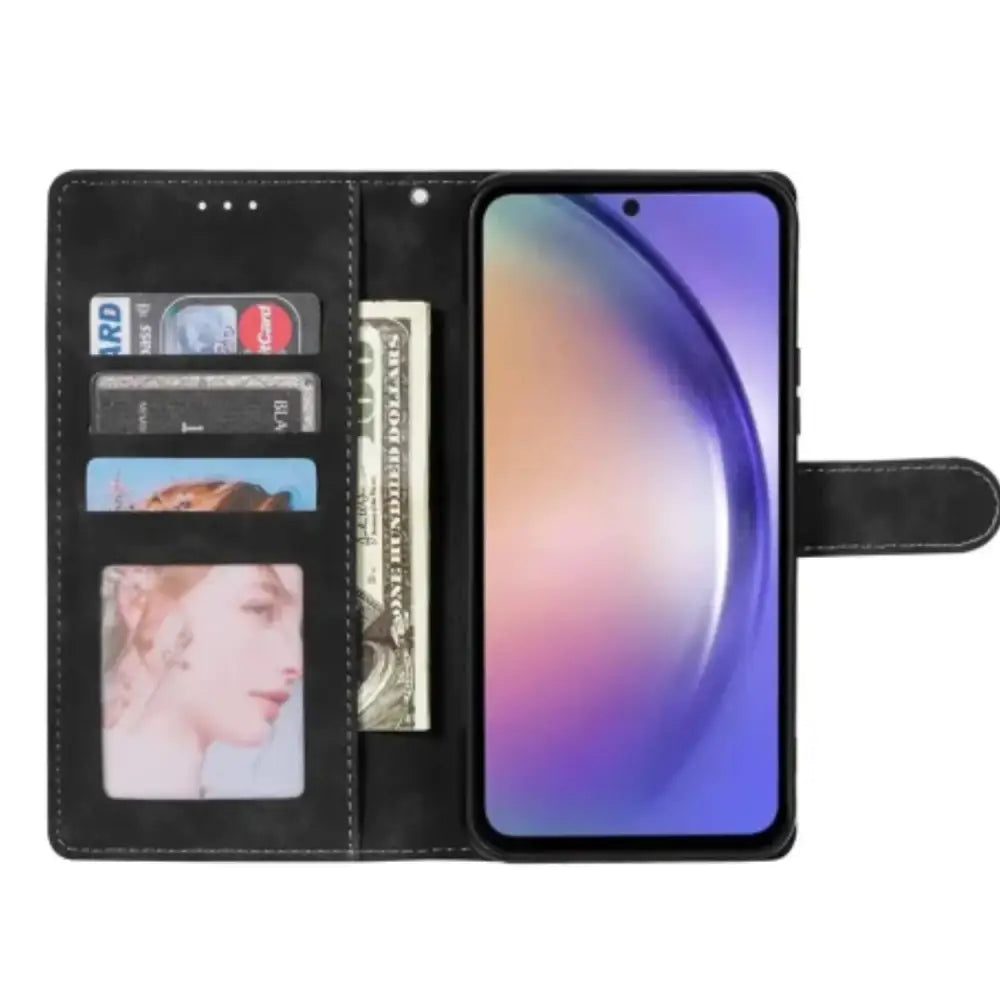 Leather Wallet Flip Case for Samsung Note & S Series (Black) Habicare