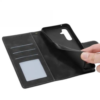 Leather Wallet Flip Case for Samsung Note & S Series (Black) Habicare