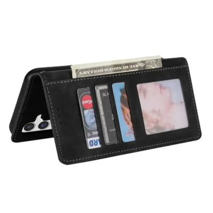 Leather Wallet Flip Case for Samsung Note & S Series (Black) Habicare