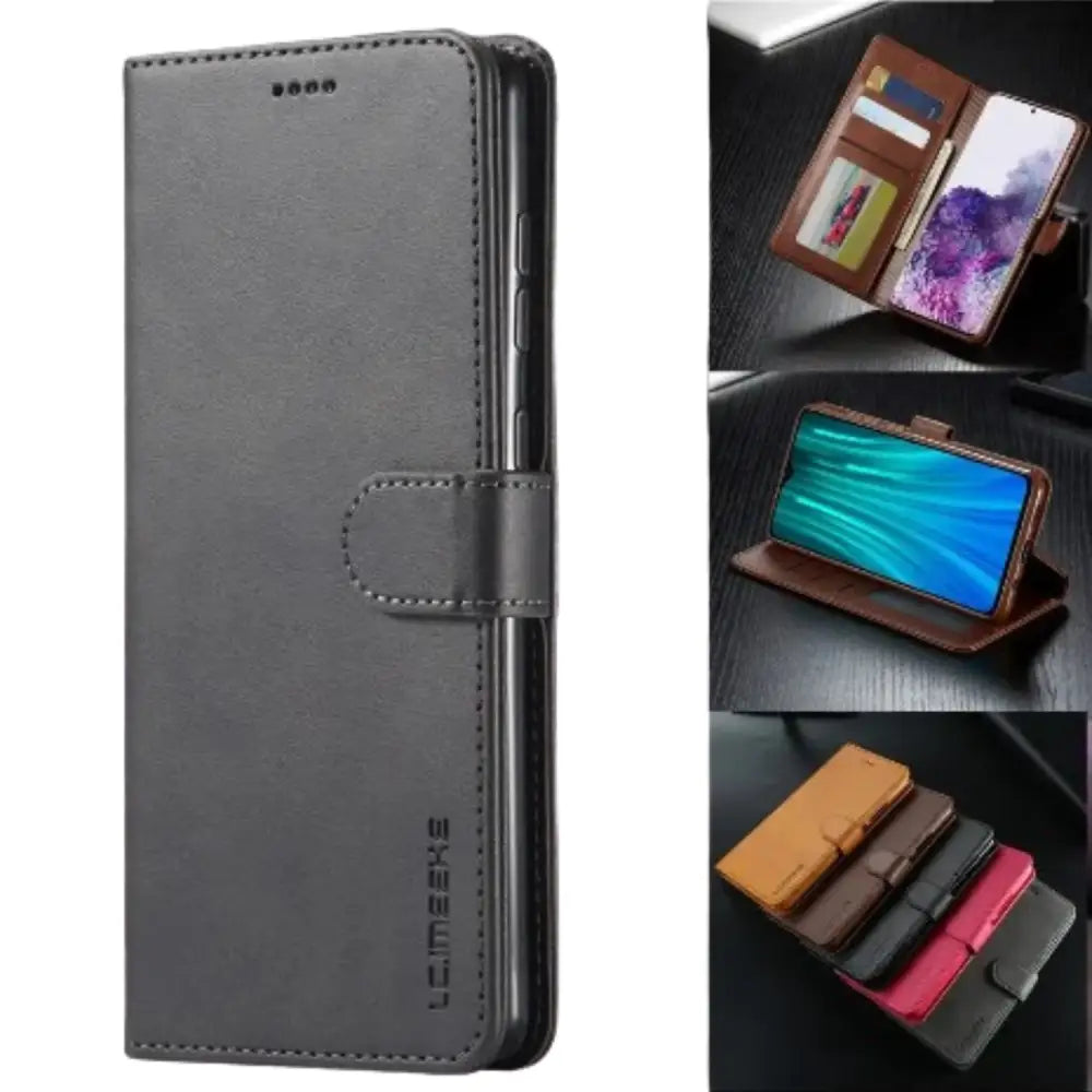 Leather Wallet Flip Case for Samsung Galaxy Series (Black) Habicare