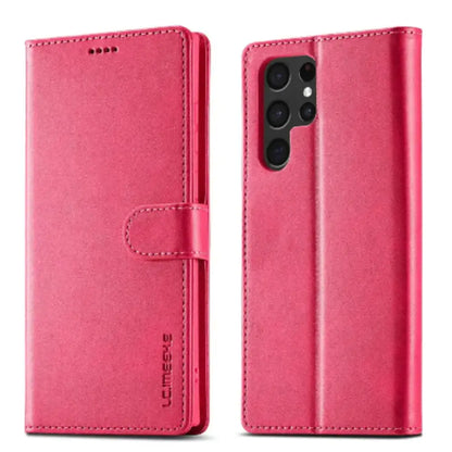 Leather Wallet Flip Case for Samsung Galaxy Series (Rose Red) Habicare
