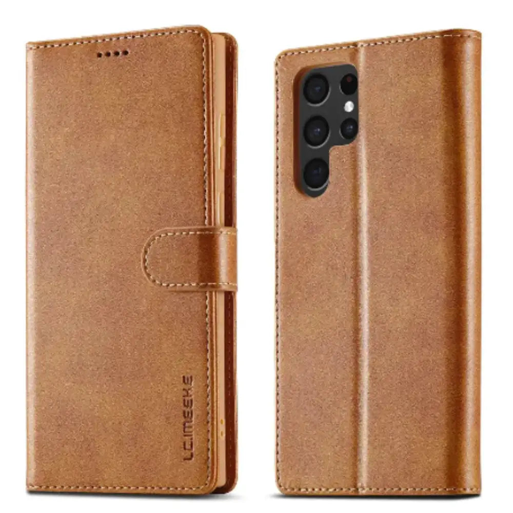 Leather Wallet Flip Case for Samsung Galaxy Series (Yellow) Habicare