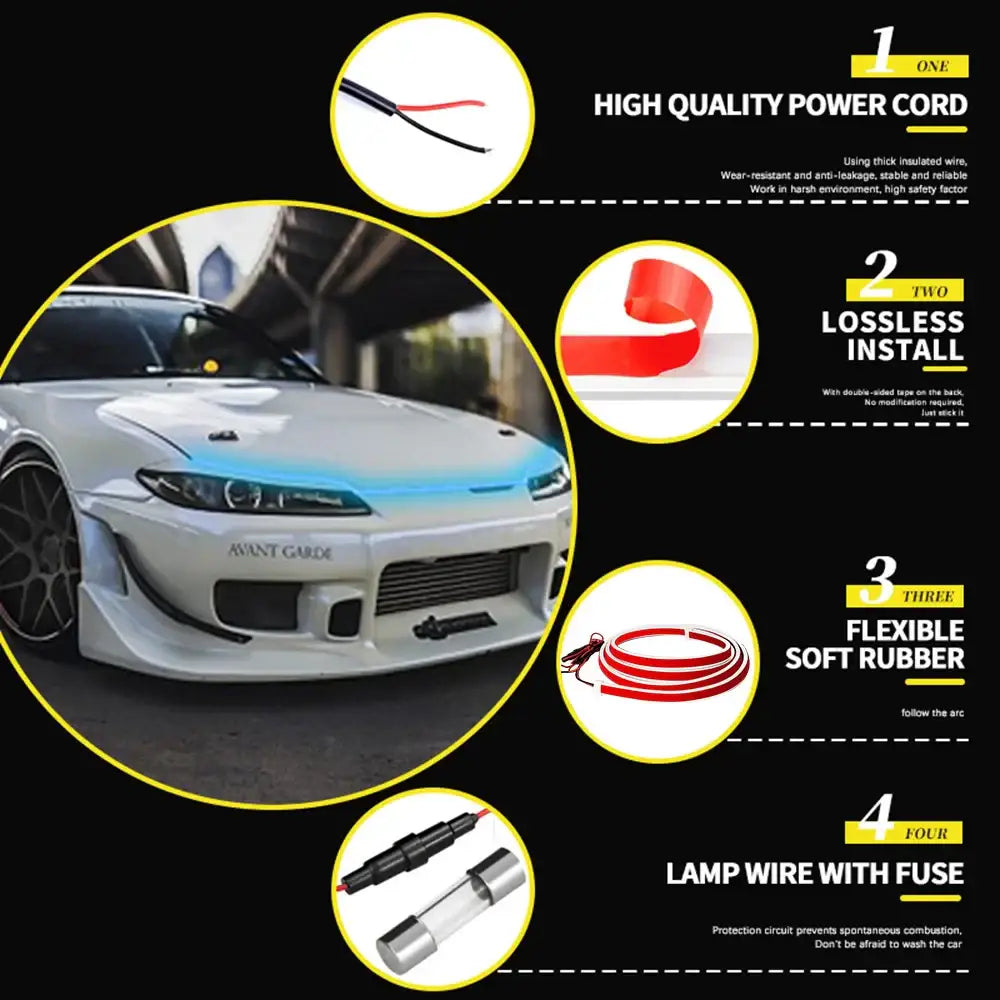 LED Car Hood Light Strip (different colours & sizes available) Habicare