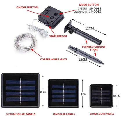 LED Solar Fairy String Lights (7m/12m/22m/32m) Habicare