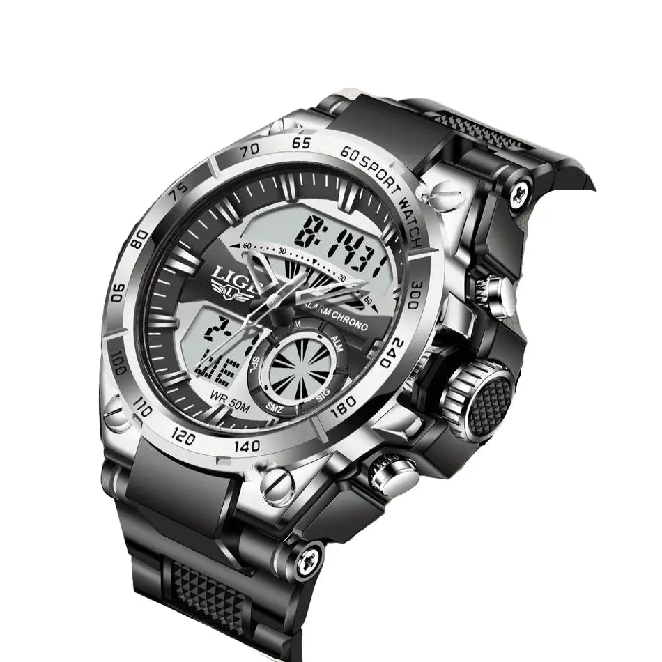 LIGE Men's Digital Sports Watch – LED Display, Quartz Movement, Stopwatch (4 designs available) Habicare