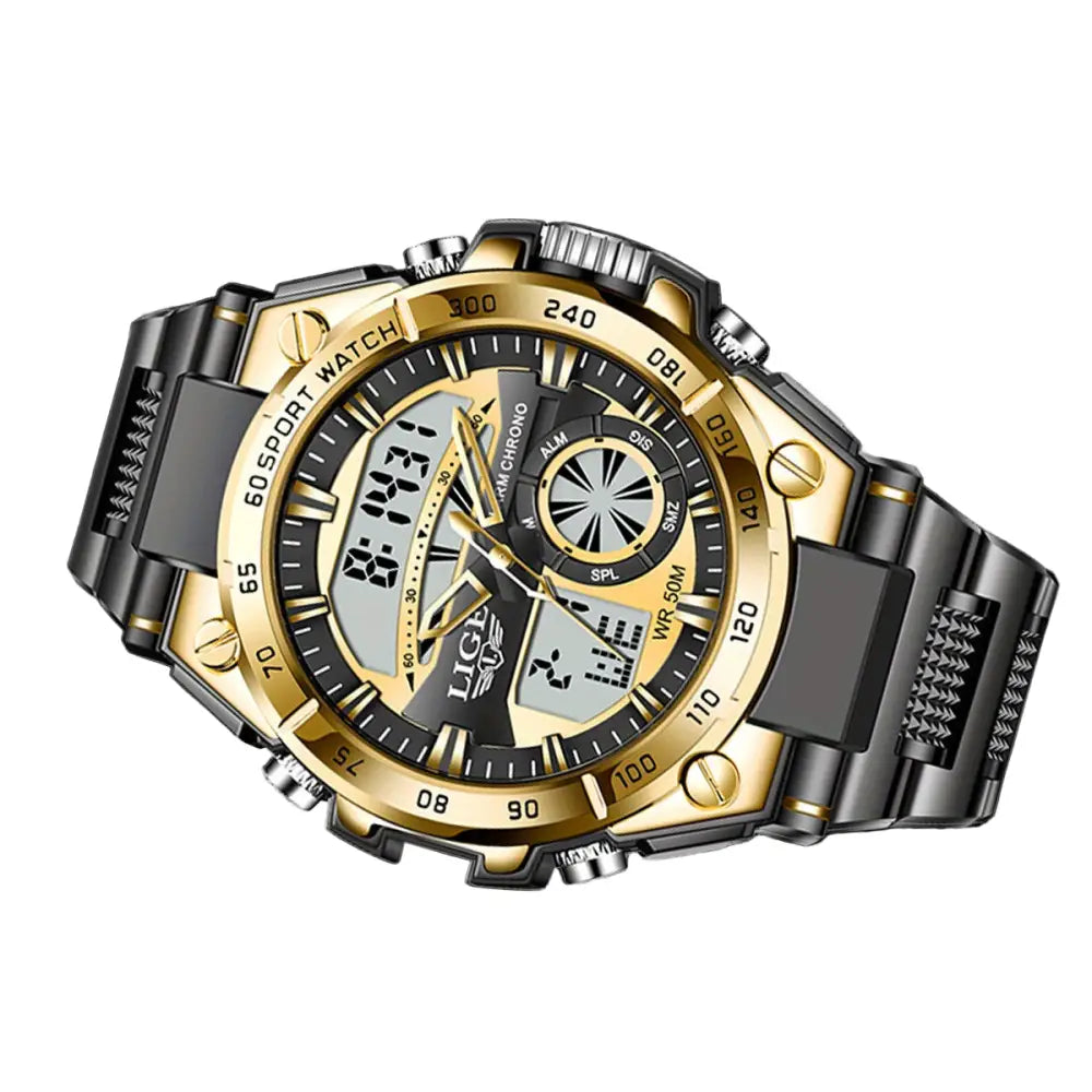 LIGE Men's Digital Sports Watch – LED Display, Quartz Movement, Stopwatch (4 designs available) Habicare