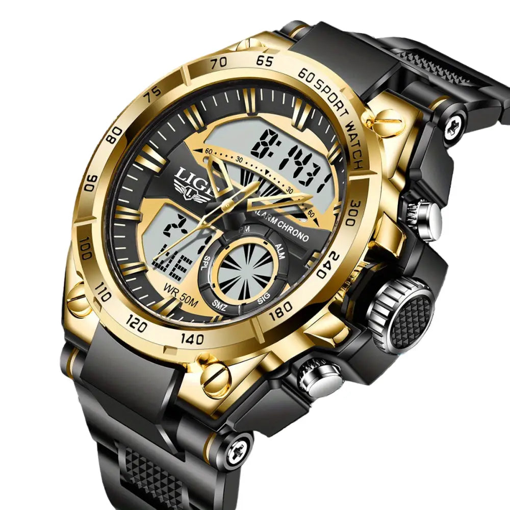 LIGE Men's Digital Sports Watch – LED Display, Quartz Movement, Stopwatch (4 designs available) Habicare