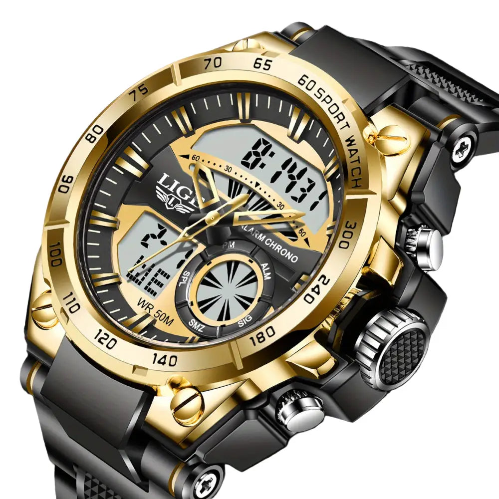 LIGE Men's Digital Sports Watch – LED Display, Quartz Movement, Stopwatch (4 designs available) Habicare