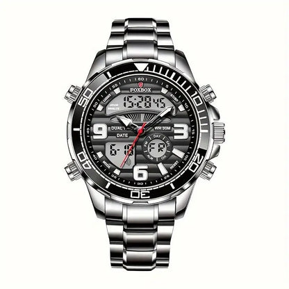 LIGE Men's Dual Display Watch – Stainless Steel Quartz (6 models available) Habicare