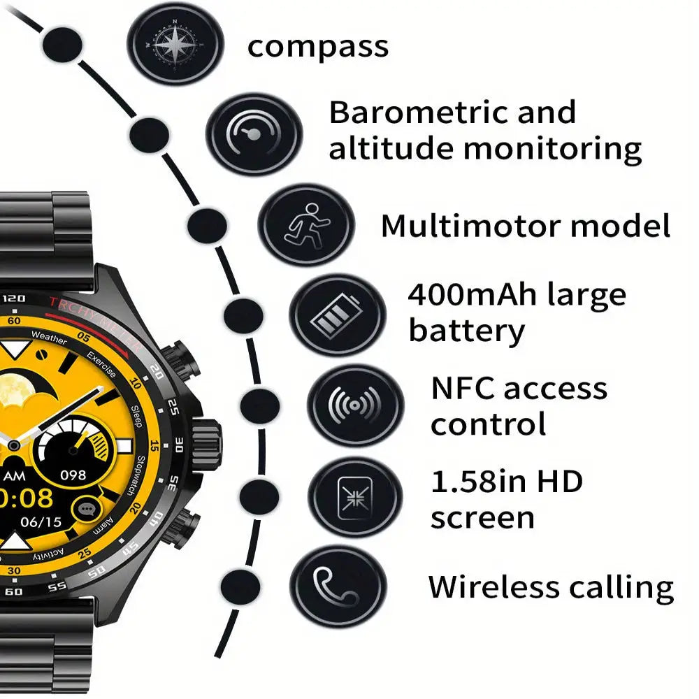 LIGE Men's Smart Watch – Touch Screen with Wireless Calls & Fitness Tracking (6 designs available) Habicare