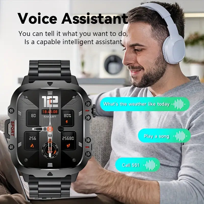 LIGE Men's Smartwatch – Voice Assistant, Breathing Exercises, Raise-to-Wake Screen (4 colours available) Habicare
