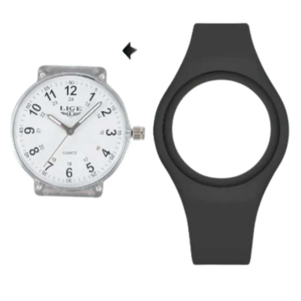 LIGE Minimalist Silicone Quartz Watch – Unisex Design (Available in Multiple Colour Combinations) Habicare