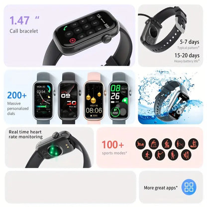 LIGE Smart Watch – HD TFT Display with Wireless Calls, 100+ Sports Modes (available in 3 colours) Habicare