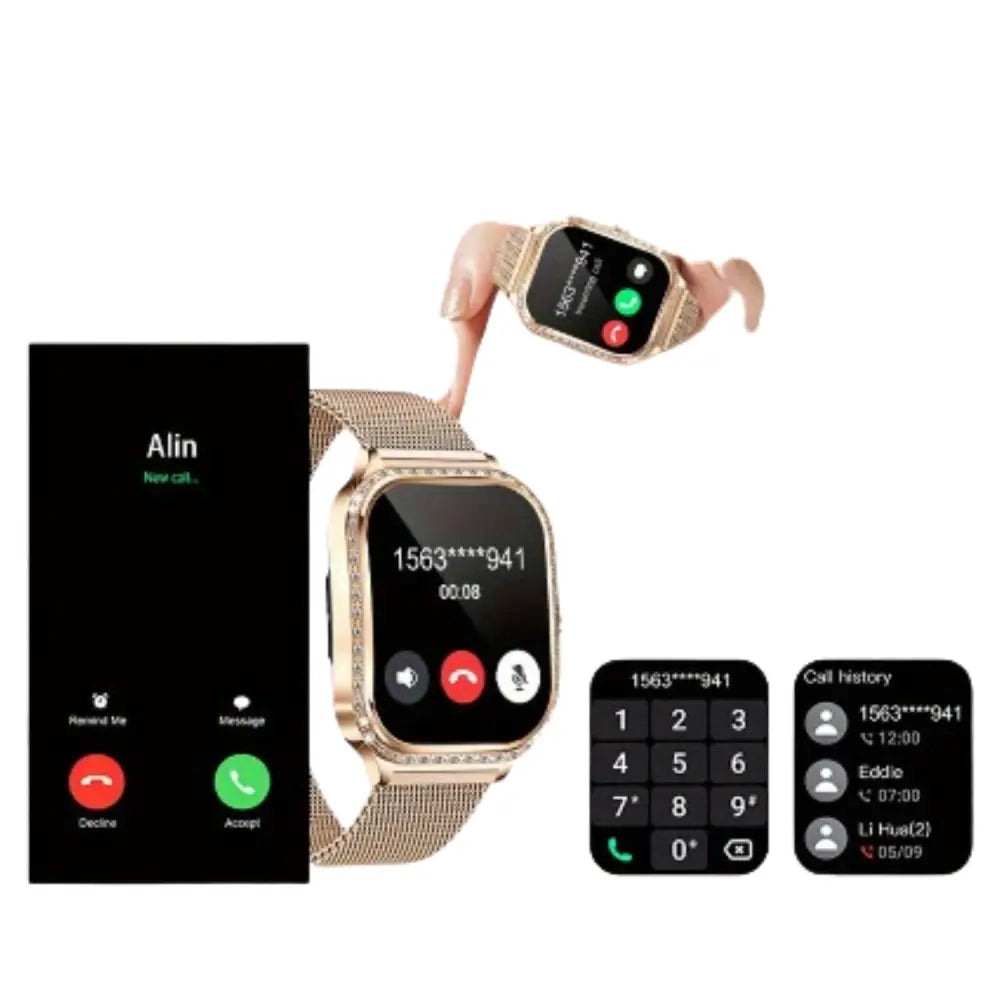LIGE Women's Smartwatch – TFT HD Curved Screen, Wireless Calls, Voice Assistant (6 types available) Habicare