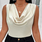 Luxury Satin Pile Collar Sleeveless Vest