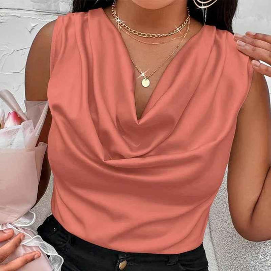 Luxury Satin Pile Collar Sleeveless Vest