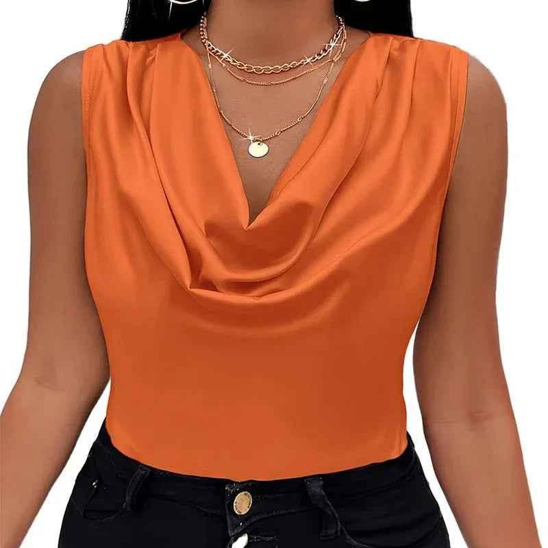Luxury Satin Pile Collar Sleeveless Vest