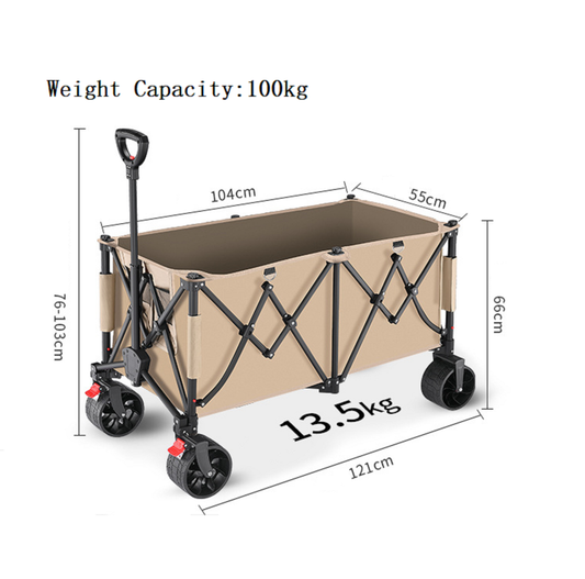 Heavy Duty Collapsible Trolley,Wagon Cart – Extra Large 260L, All-Terrain Wheels ECOTREK