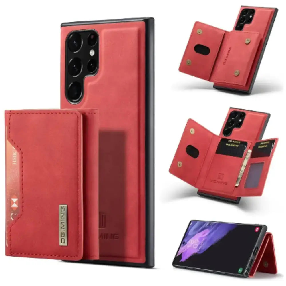 M2 Leather Case for Samsung (Red with wallet) Habicare