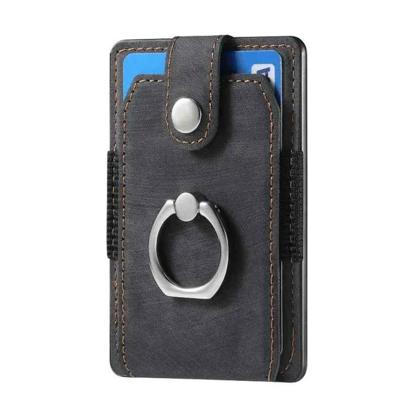 Magnetic Card Holder with Ring – Black