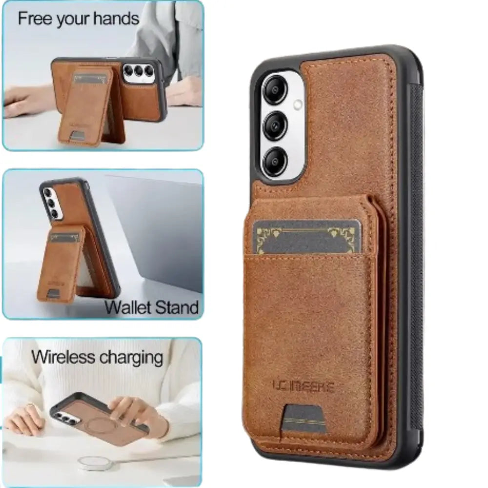 Leather Wallet Case for Samsung S/A Series (Brown) Habicare