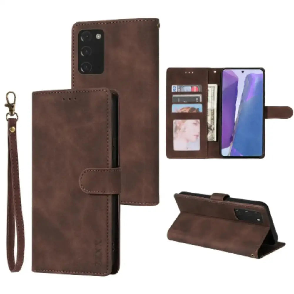 Wallet Case for Samsung S25/S24/Note/A Series (Coffee) Habicare