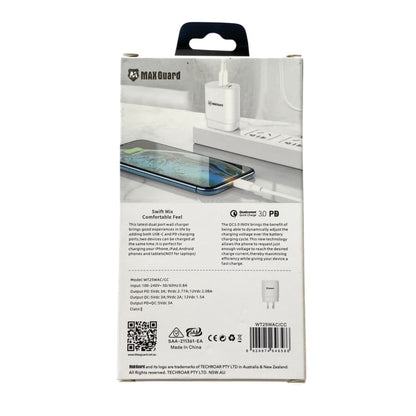 Maxguard Type C & USB Power Adapter Wall Plug (NZ / AUS), With Type C to Type C Cable 9eight5
