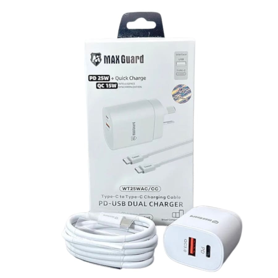 Maxguard Type C & USB Power Adapter Wall Plug (NZ / AUS), With Type C to Type C Cable That Watch Shop
