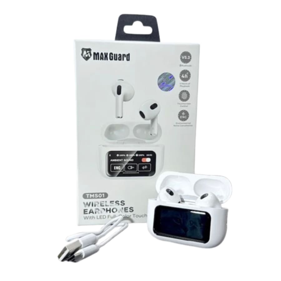 Maxguard Wireless Earphones with LED Colour Touchscreen 9eight5