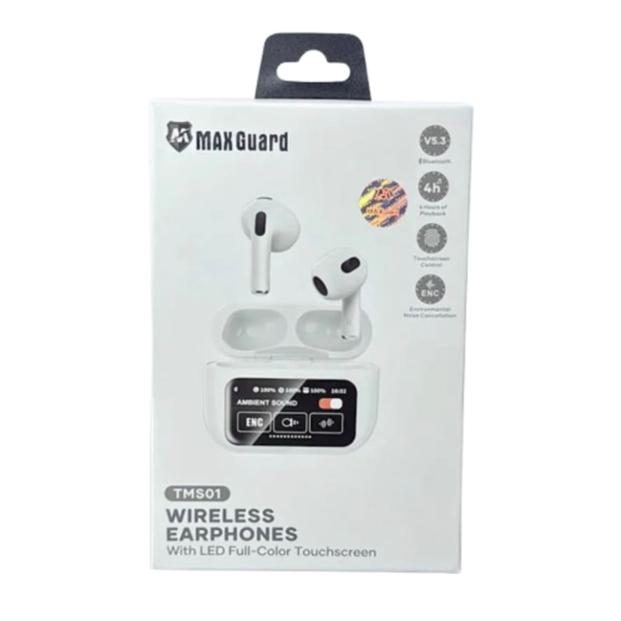 Maxguard Wireless Earphones with LED Colour Touchscreen 9eight5