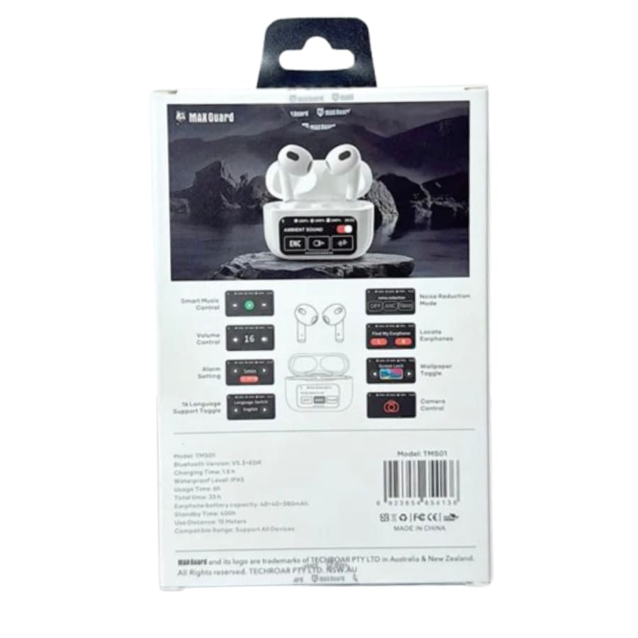 Maxguard Wireless Earphones with LED Colour Touchscreen 9eight5