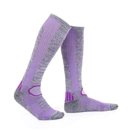 Green thick terry hiking socks for men and women by Mead's Supply & Equipment Outfitters, high tube cushioned athletic trail socks.