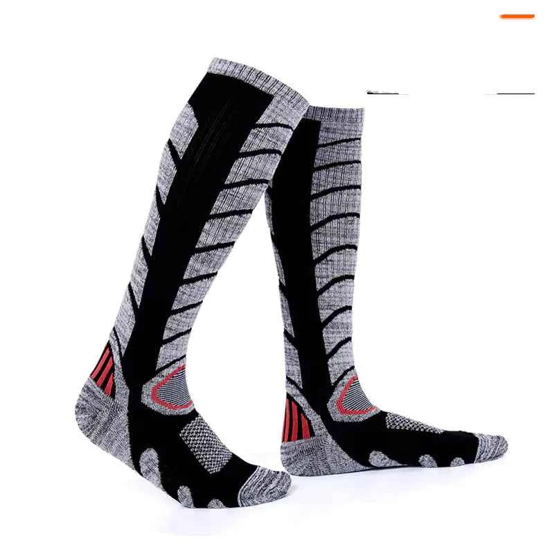 Thick green terry hiking socks for men and women by Mead's Supply & Equipment Outfitters, cotton high tube cushioned trail socks.