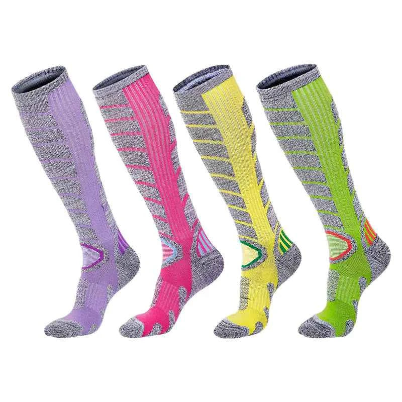 Green thick terry hiking socks for men and women by Mead's Supply & Equipment Outfitters, high tube cushioned trail socks.