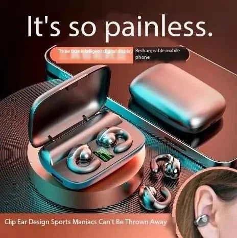 Black S19 Bone Conduction Wireless Bluetooth Earphones by Mead's Supply & Equipment Outfitters, showing the sleek earphone design.