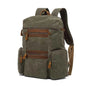 Mead's Supply waterproof waxed canvas travel laptop backpack in army green with soft cotton lining, 20-35L size, sturdy and stylish.