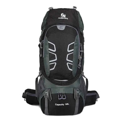 Blue 60L outdoor hiking backpack by Mead's Supply & Equipment Outfitters with water-resistant design for outdoor adventures.