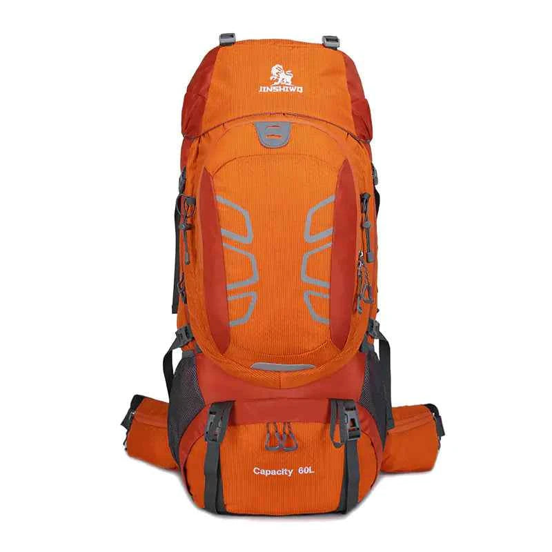 Blue 60L outdoor hiking backpack by Mead's Supply & Equipment Outfitters with water-resistant design and multiple compartments.