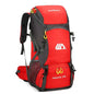 Lake blue Mead's Supply camping backpack for men and women, 50L hiking backpack with adjustable straps and multiple compartments.