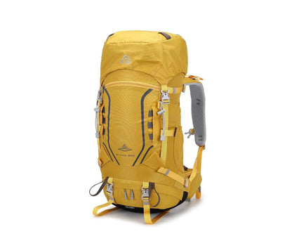 Black Mead's Supply & Equipment Outfitters large capacity hiking shoulder bag backpack with multiple compartments and adjustable straps.