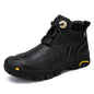 Brown leather high-top shoes by Mead's Supply & Equipment Outfitters Limited, showing the stylish ankle-high design and sturdy construction.