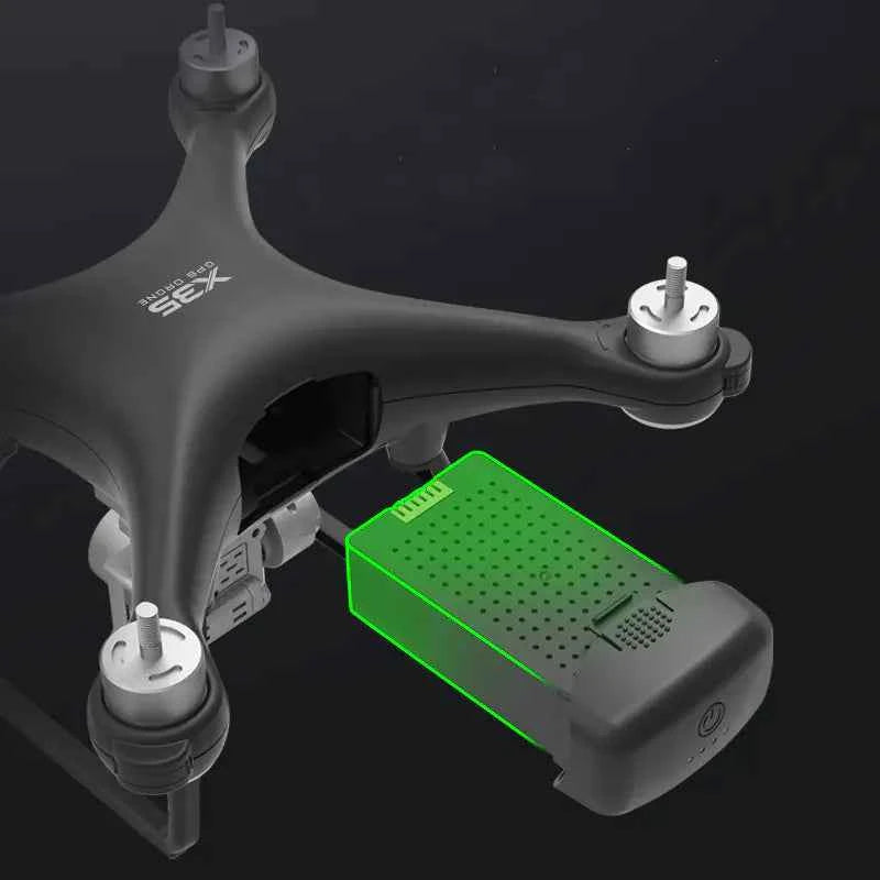 Mead's Supply X35 4K drone with gimbal, showcasing its camera, aerodynamic design, and professional build for aerial photography.