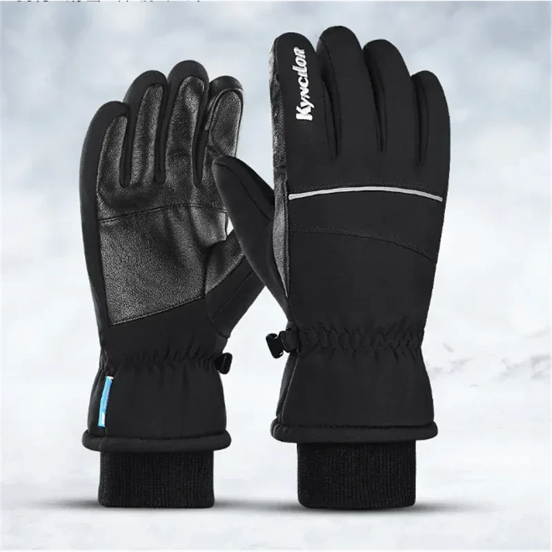 Black medium thickened ski gloves by Mead's Supply & Equipment Outfitters for cold weather, touch screen compatible, ideal for winter sports.