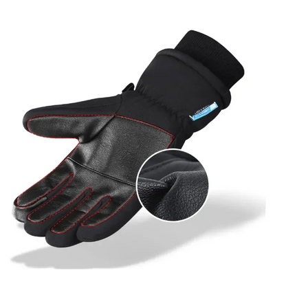 Black Mead's Supply & Equipment ski gloves for cold weather, featuring thick insulation and touch screen compatible design.