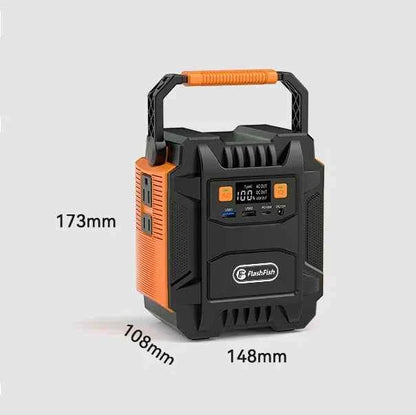 Mead's Supply 200W portable power station for camping and emergency backup, outdoor energy storage with EU 220V outlet.