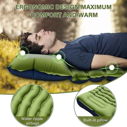 Gray inflatable camping mattress by Mead's Supply & Equipment Outfitters, portable outdoor camping equipment, 190x68x10cm size