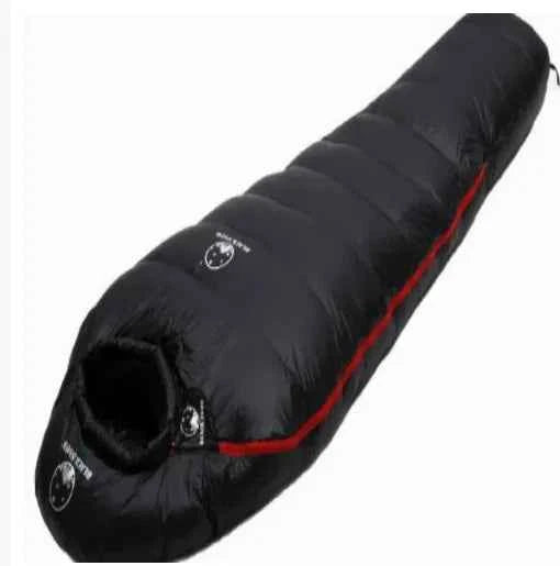 Green Mead's Supply & Equipment goose down sleeping bag, lightweight insulated camping gear, single size for warmth and comfort.